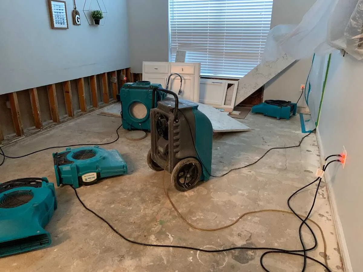Dehumidifier in flood-cut room for Water Extraction & Removal in Somerville